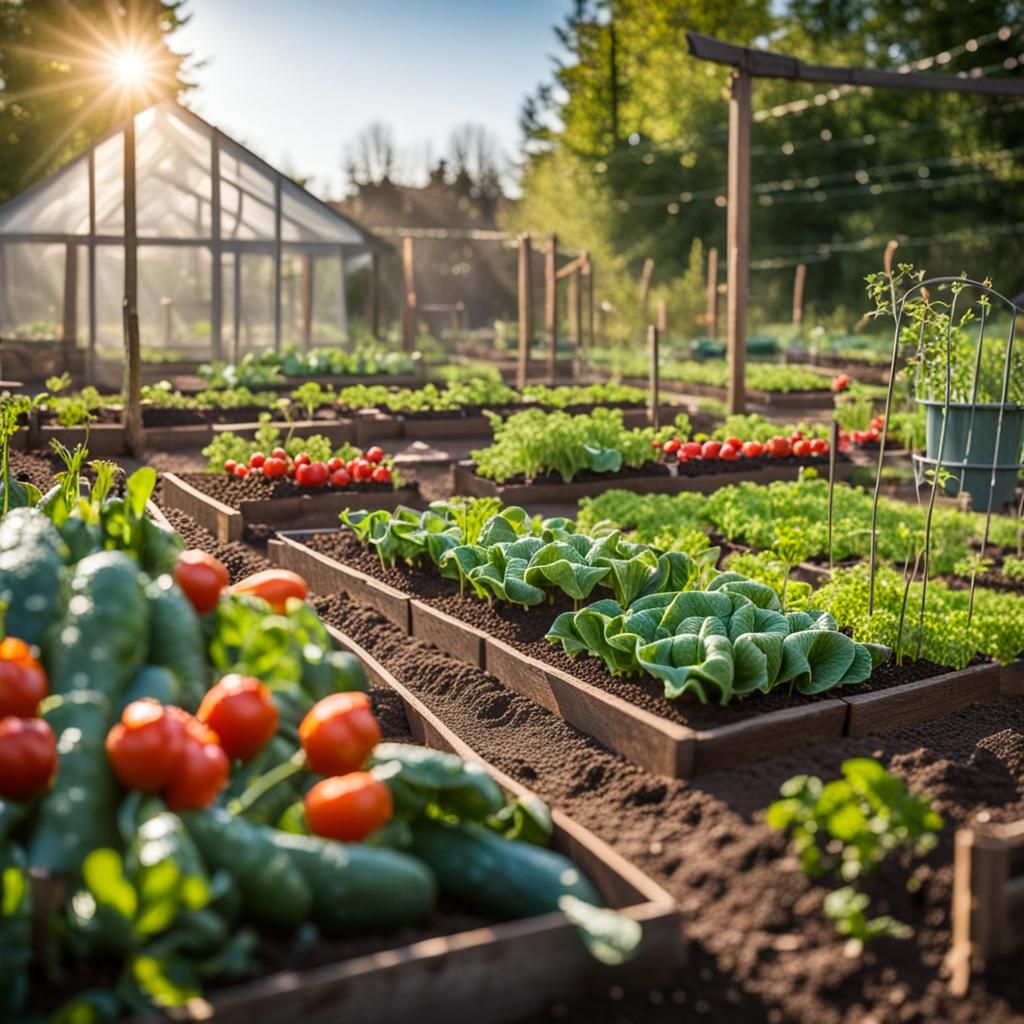 Spring Morning in a Vegetable Garden