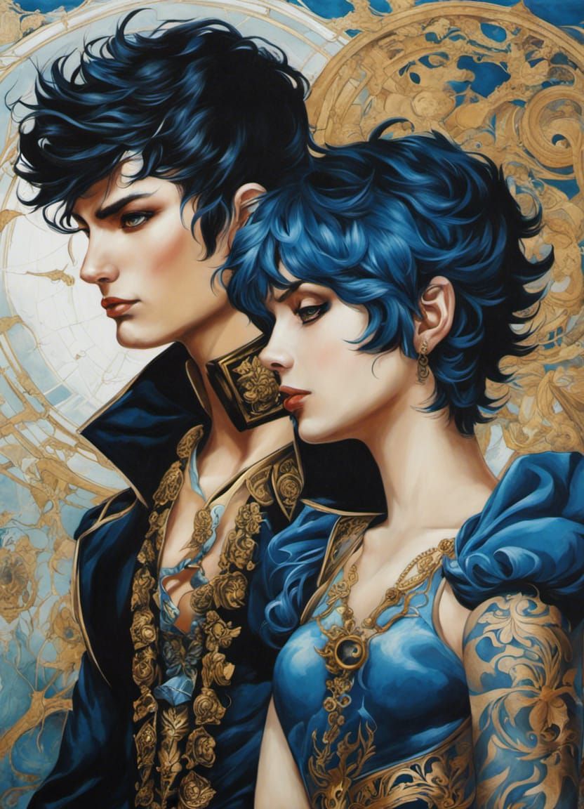 Male Sailor Mercury: Gothic Acrylic Painting