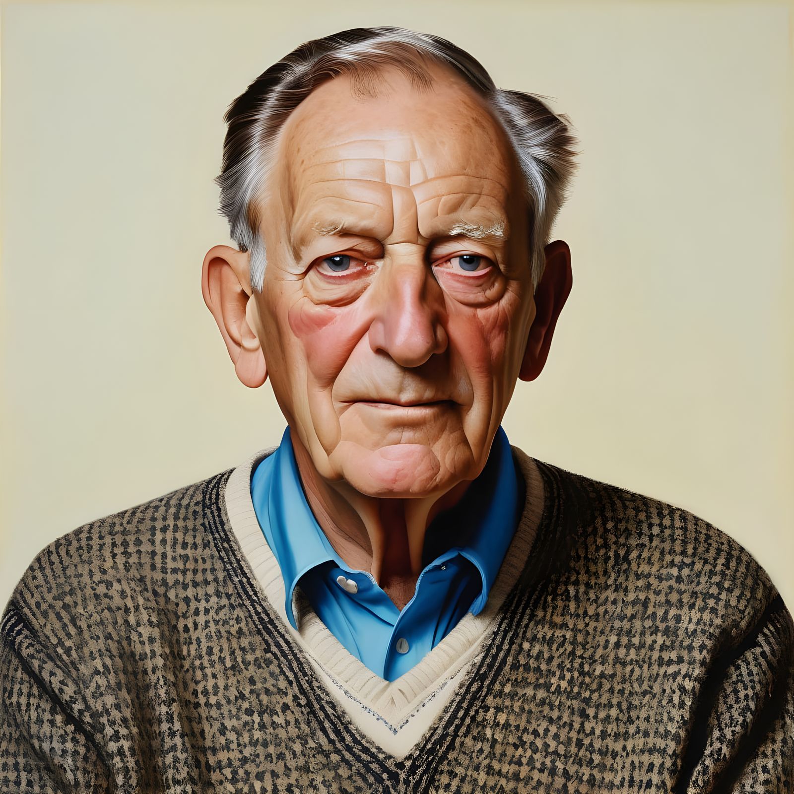 Vibrant Acrylic Portrait of a Warm Grandfather Figure