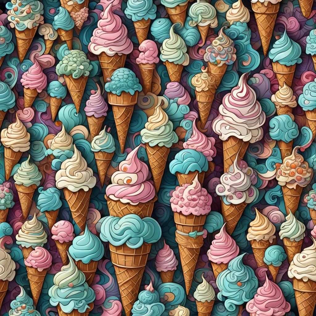 Abstract Ice Cream Fractal in 3D Shading