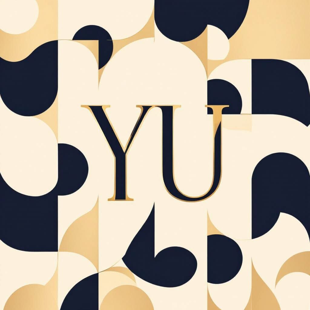 Elegant Gold and Navy YU Logo in Minimalist Vector Style