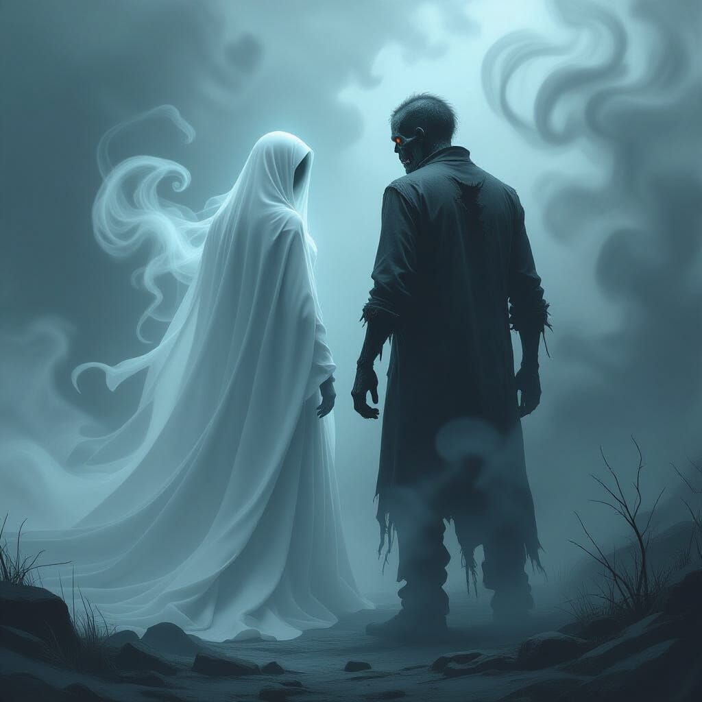 Ethereal Ghost and Zombie in Volumetric Smoke