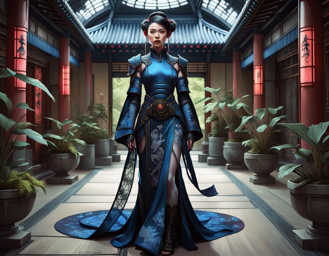 Cyberpunk Fremen Princess in a Biodome