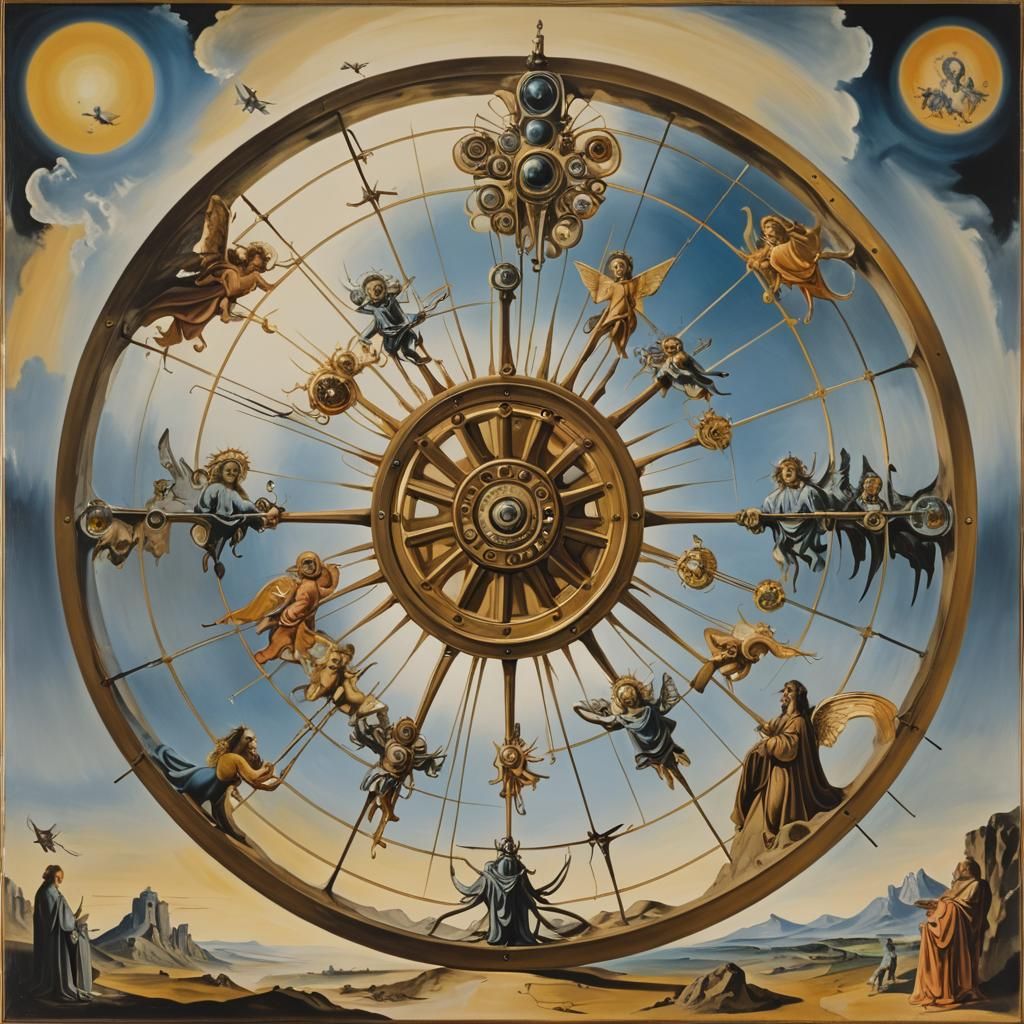 Surreal Wheel of Angel Souls in a Melting Style