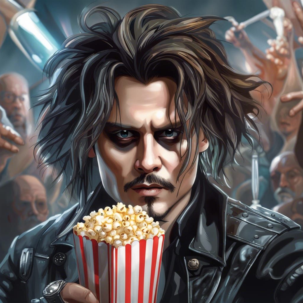 Edward Scissorhands at the Cinema, Hyperdetailed Portrait
