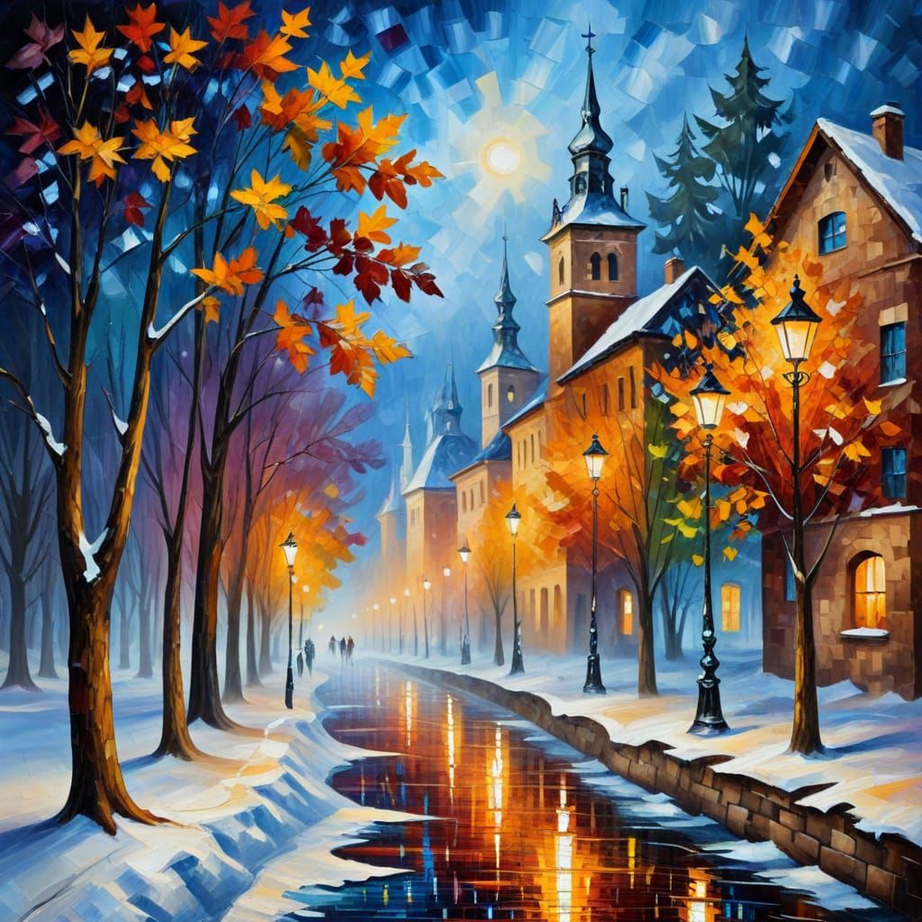 Winter Transformation in Impressionist Oil Painting Style