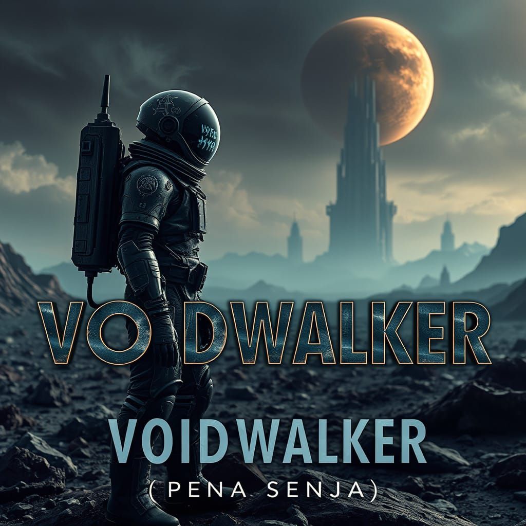 Surreal Astronaut Stands Resolute on Alien Landscape in Cybe...