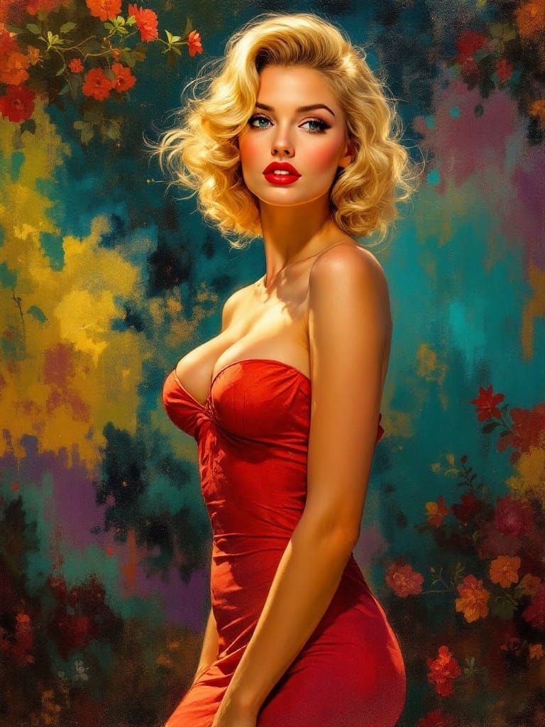 Radiant Pin-Up Portrait in Luminous Style