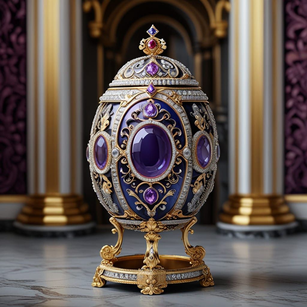 Fabergé-Inspired Masterpiece in Ornate Silver and Gemstones