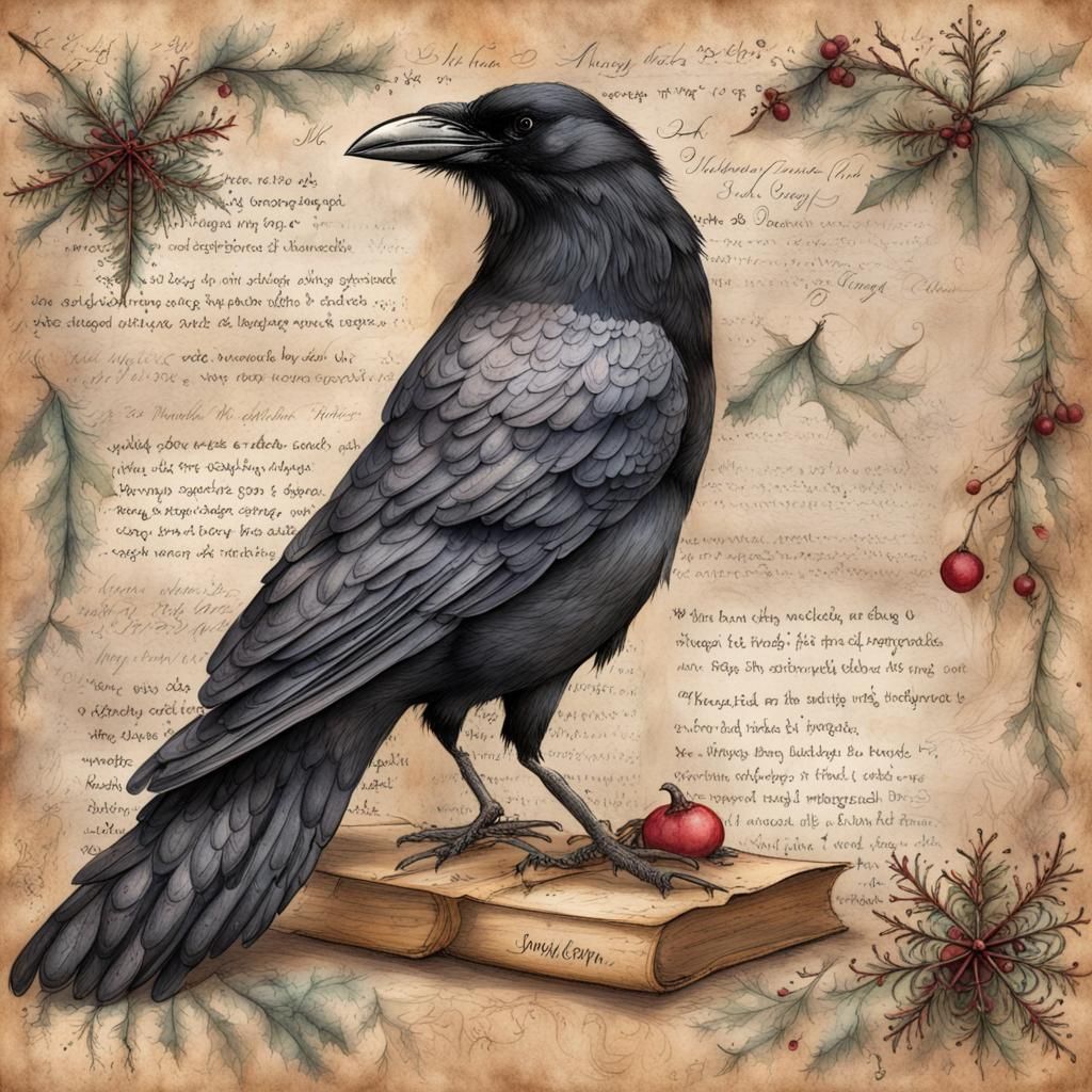 Magical crow winter crow
