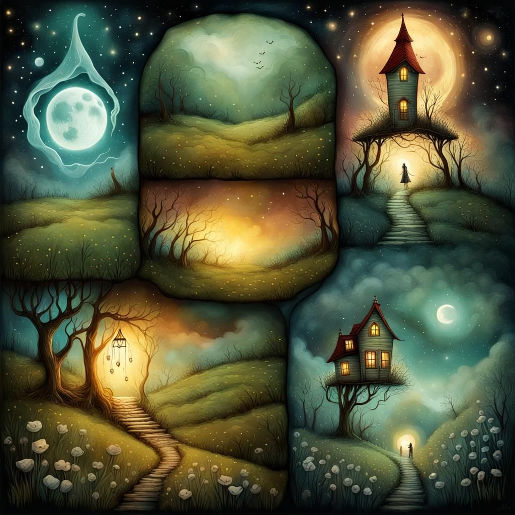 Ghost's Whimsical Journey on a Spring Evening