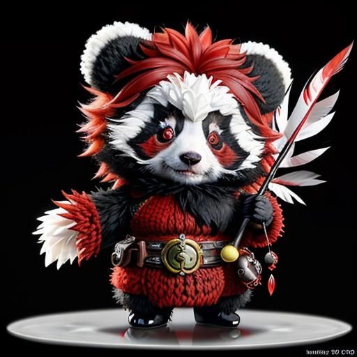 Adorable Knitted Red Panda with Spiky Mohawk