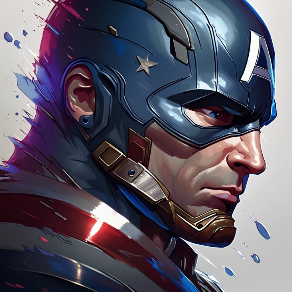 Captain America Portrait in Hyperdetailed Style