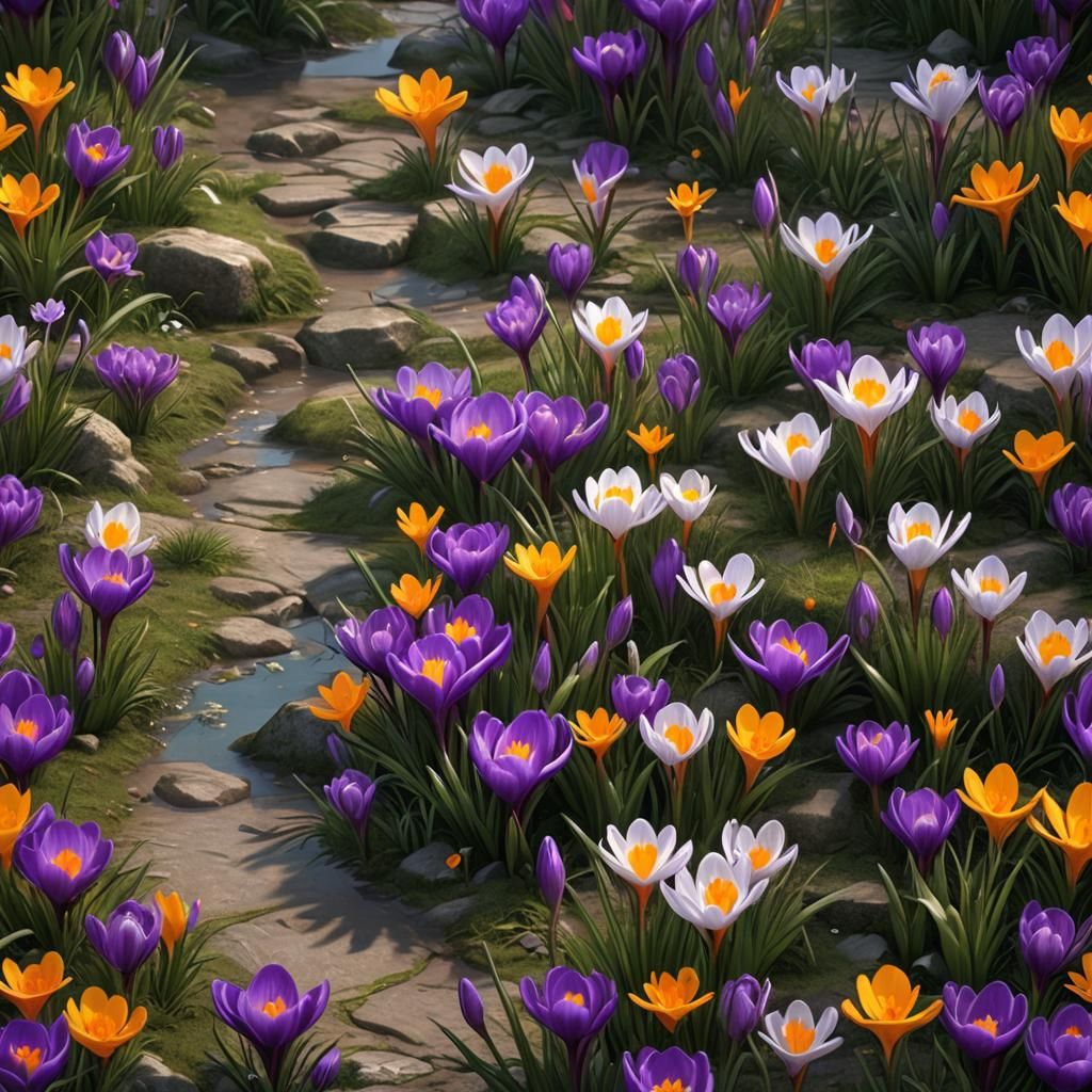 Detailed Crocus Fantasy Concept Art in Deep Color