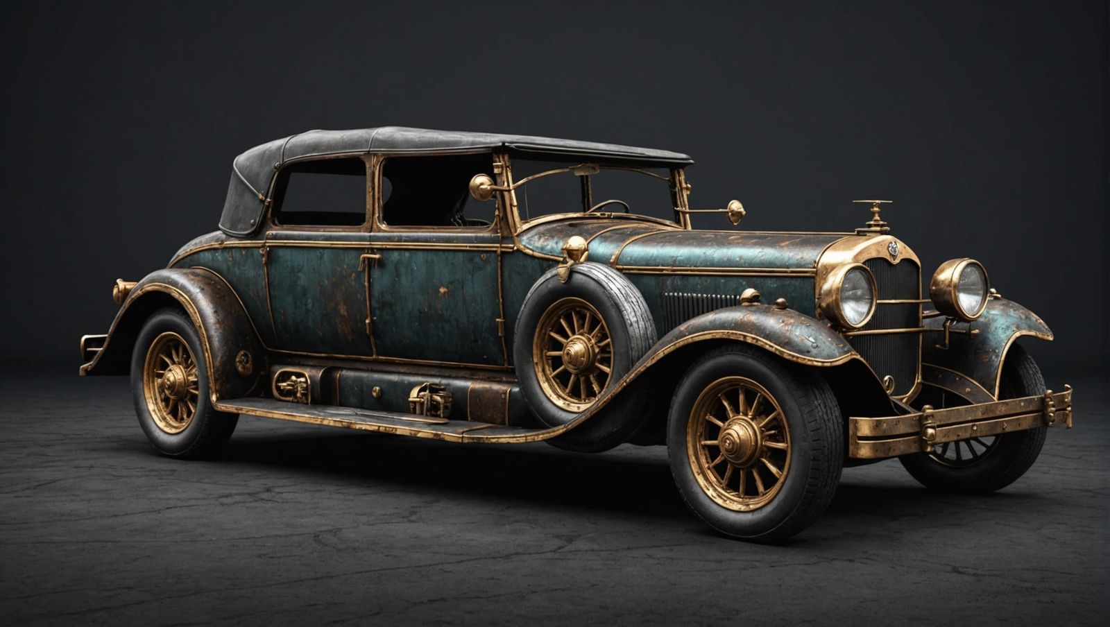 Steampunk Convertible Car in Detailed 3D Rendering