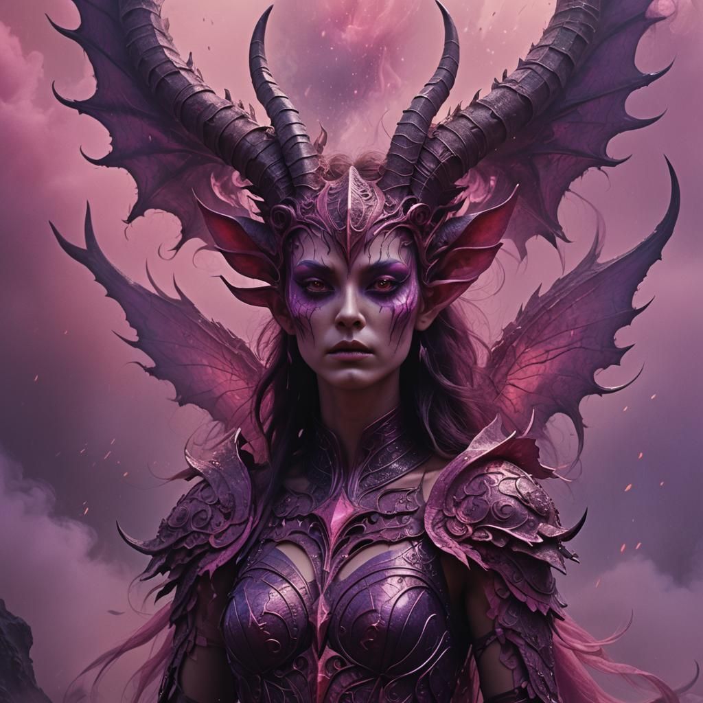 Pink Demoness Emerges from Purple Mist