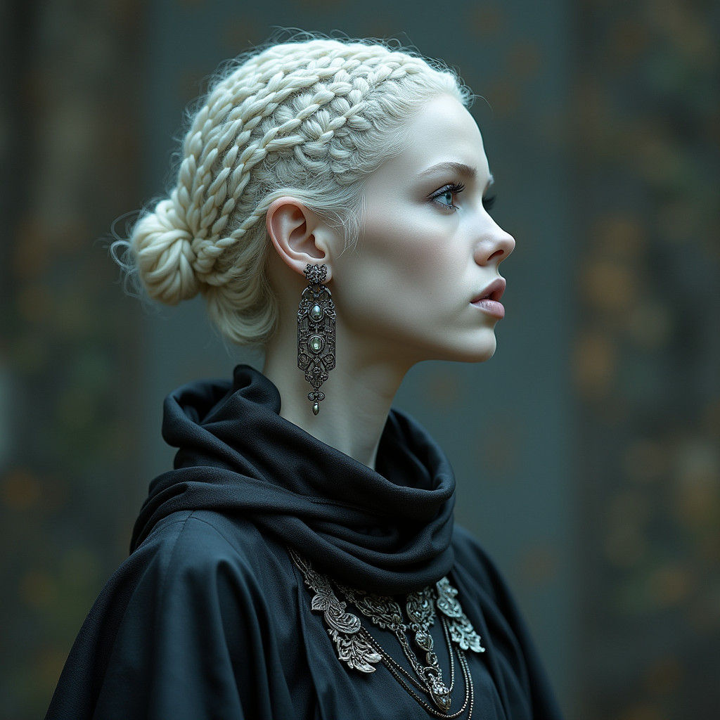 Ethereal Northern Maiden with Biomechanical Gothic Style