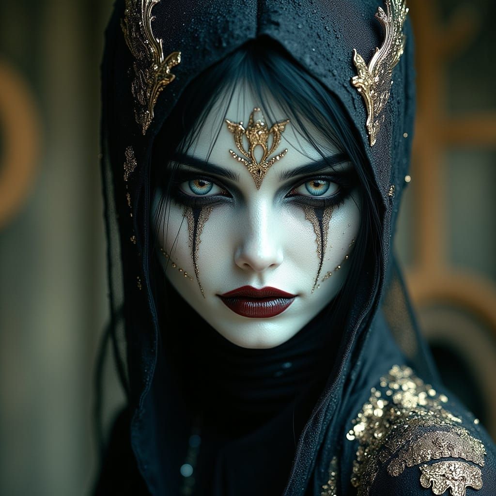 Cracked Porcelain Punk Fairy in Dark Futuristic Style