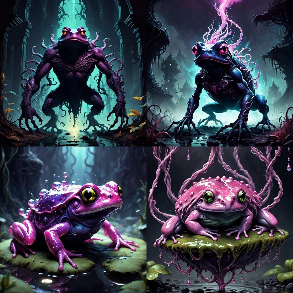 Eldritch Pink Slime Blob Transforms into Frog