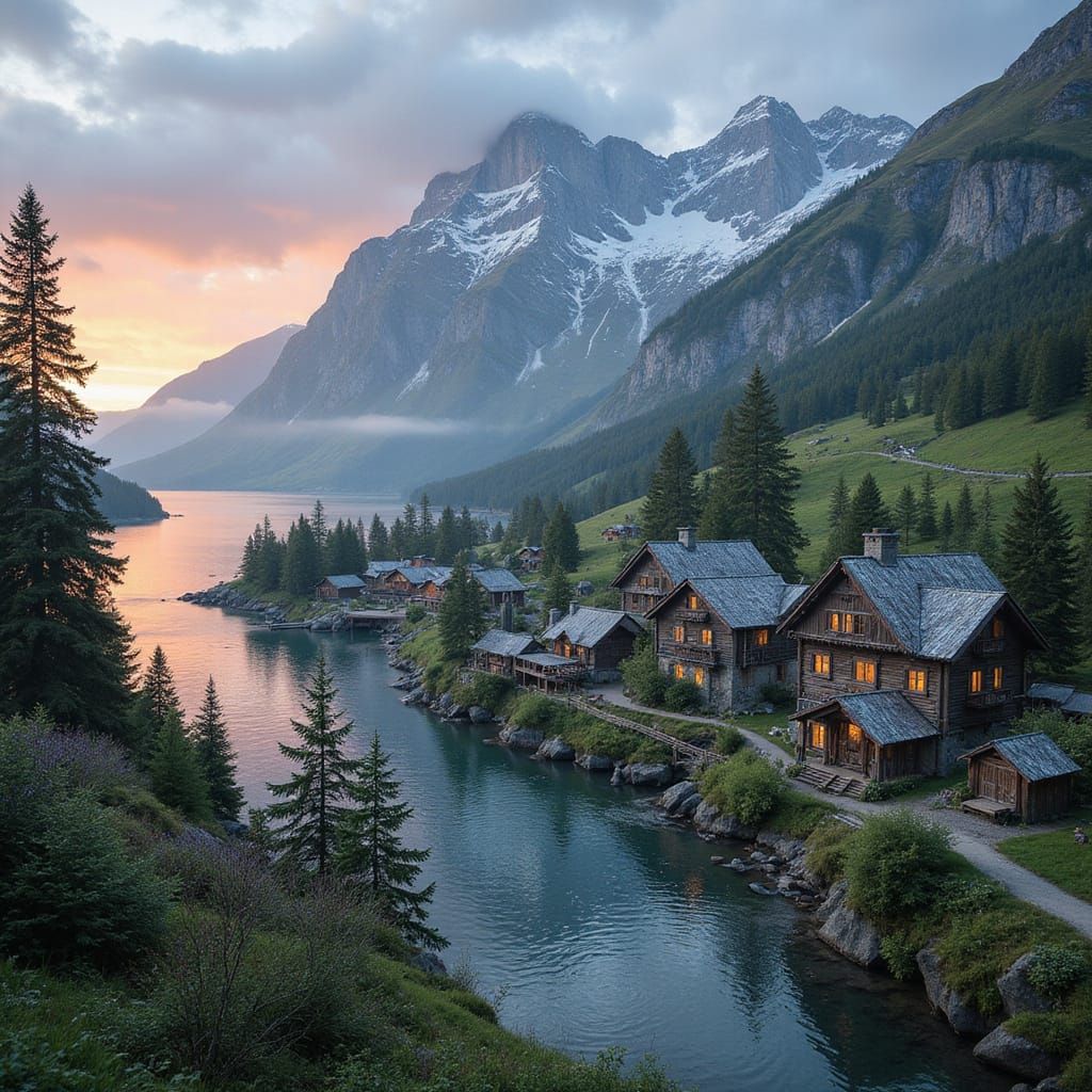 Tirvik: A Medieval Nordic Village in Fantasy Landscape