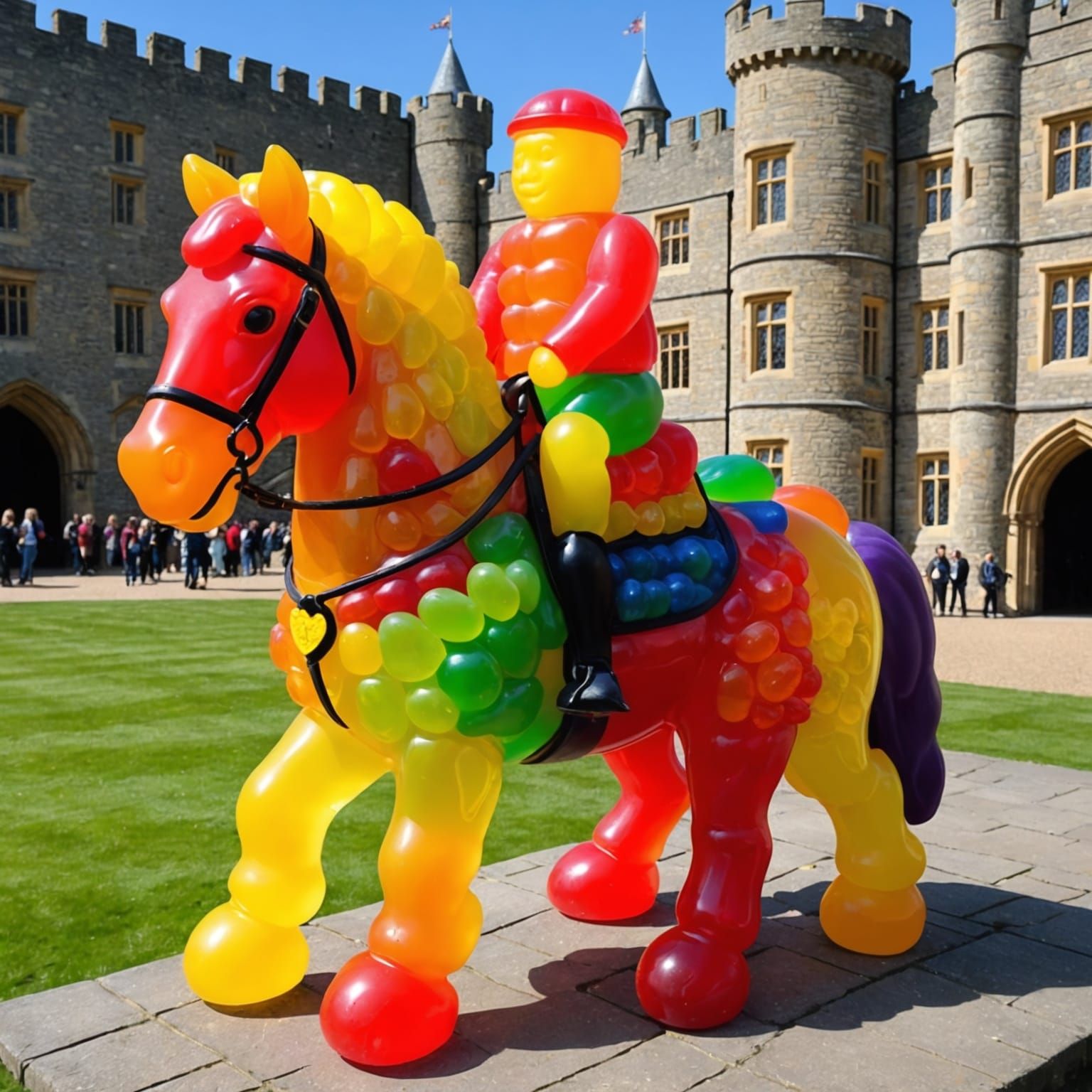 Giant Jelly Babies Ride a Jelly Horse