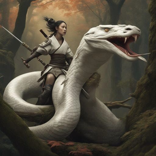 Samurai Rides Albino Snake: Dark Fantasycore Masterpiece