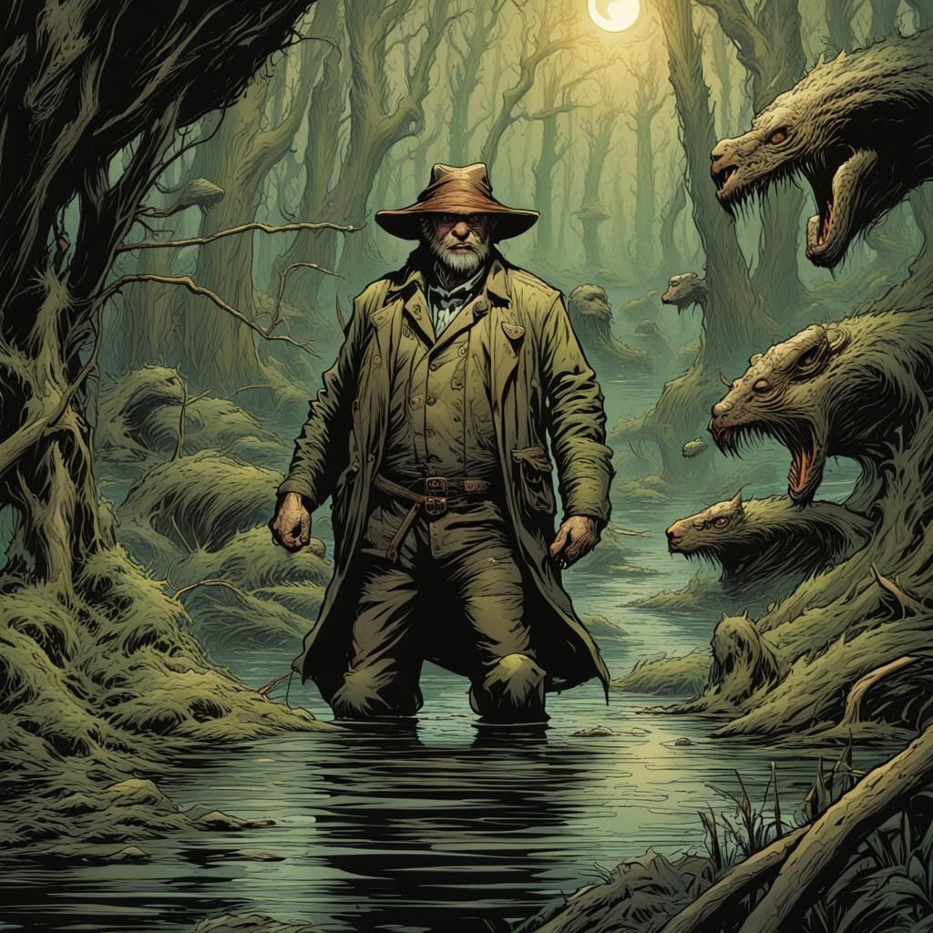Swamp Creature in Comic Book Art Style