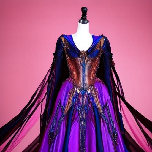 Ethereal gothic rose gold met gala dress with rose gold Silk...