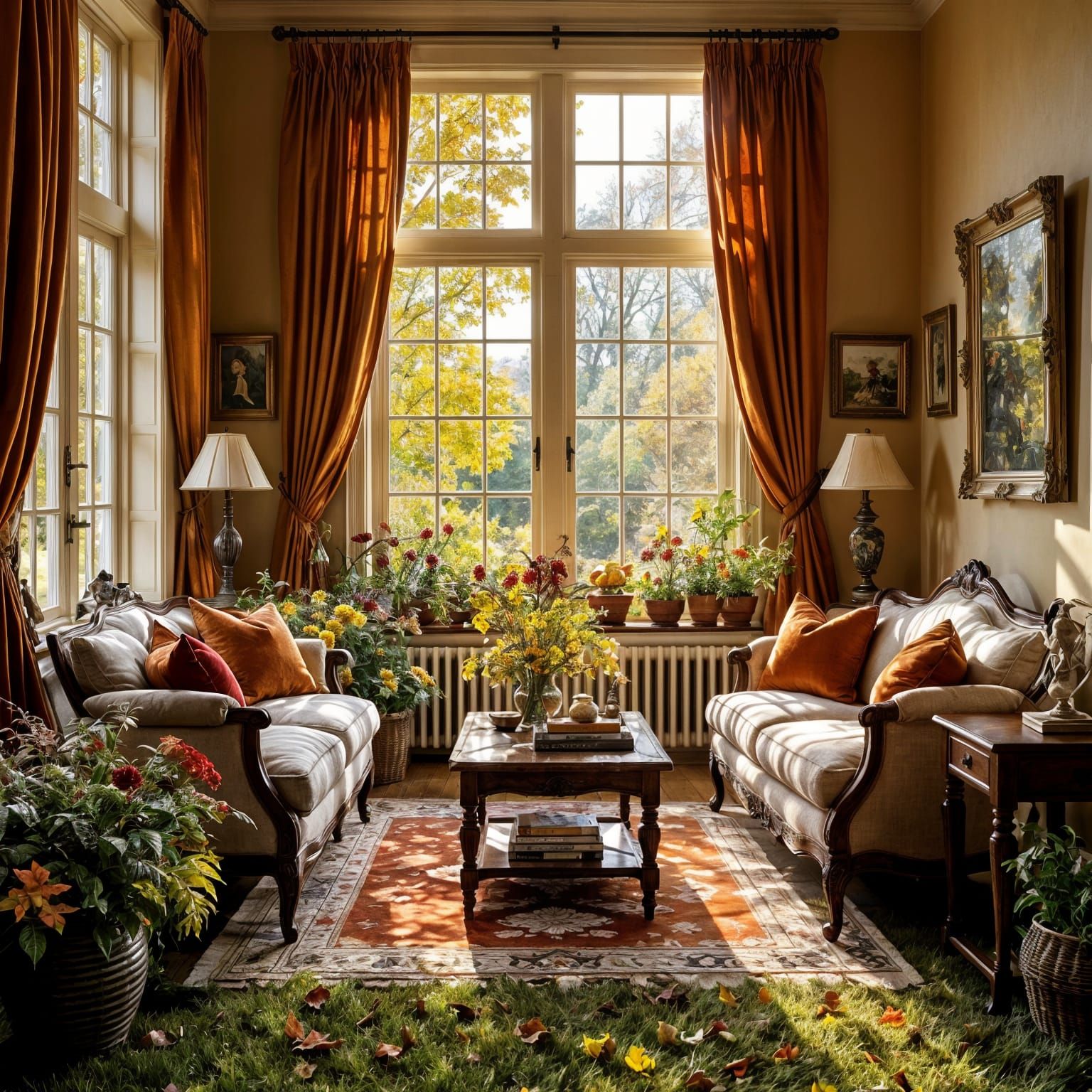 Warm Autumn Garden Living Room
