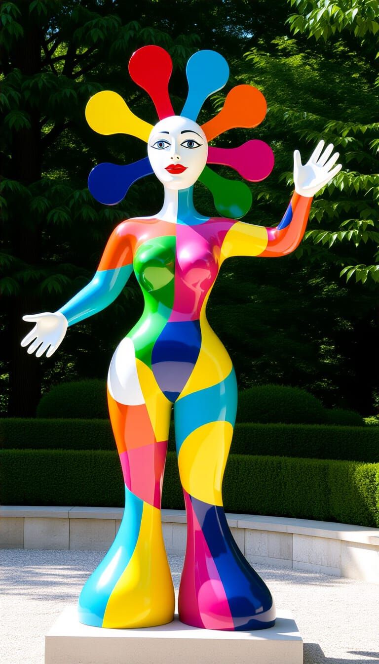 Whimsical Outdoor Sculpture in Nikki de Saint Phalle Style