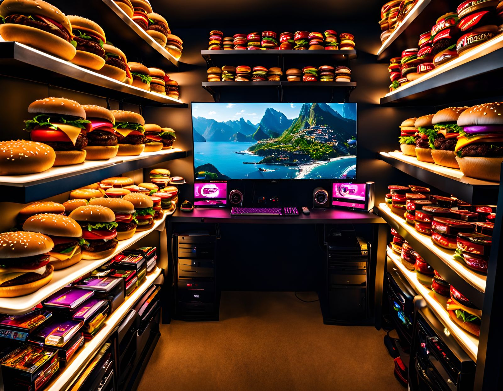 Utopian Gaming Room Filled with Big Macs