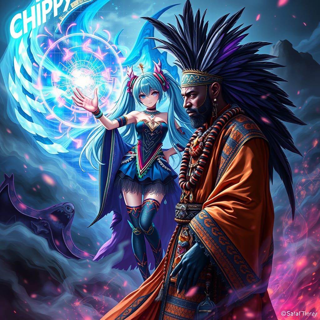 African Shaman Summons Digital Diva in Dreamscape