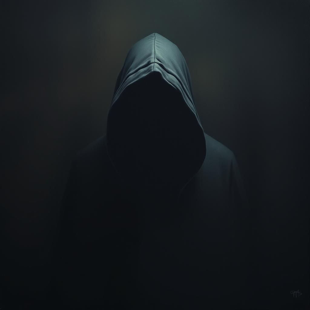 Enigmatic Figure Cloaked in Mystery: Surreal Dark Art