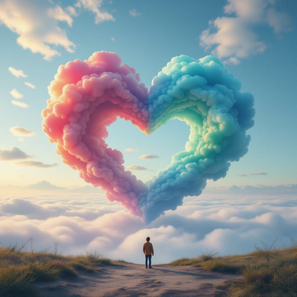 Heart Cloud Formation in Hyperrealistic Style