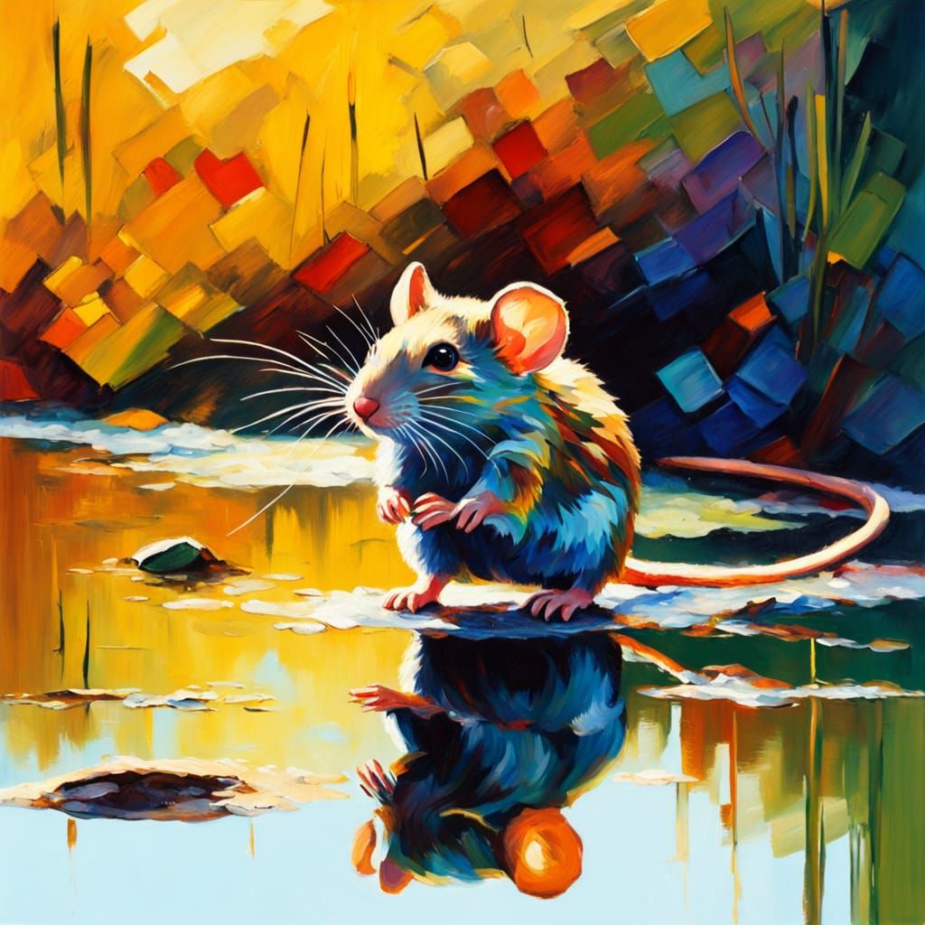 Vibrant Field Mouse Portrait in Thick Impasto Oil Painting