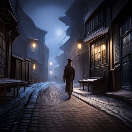 Victorian Alleyway Murder Scene with Anthro Animals