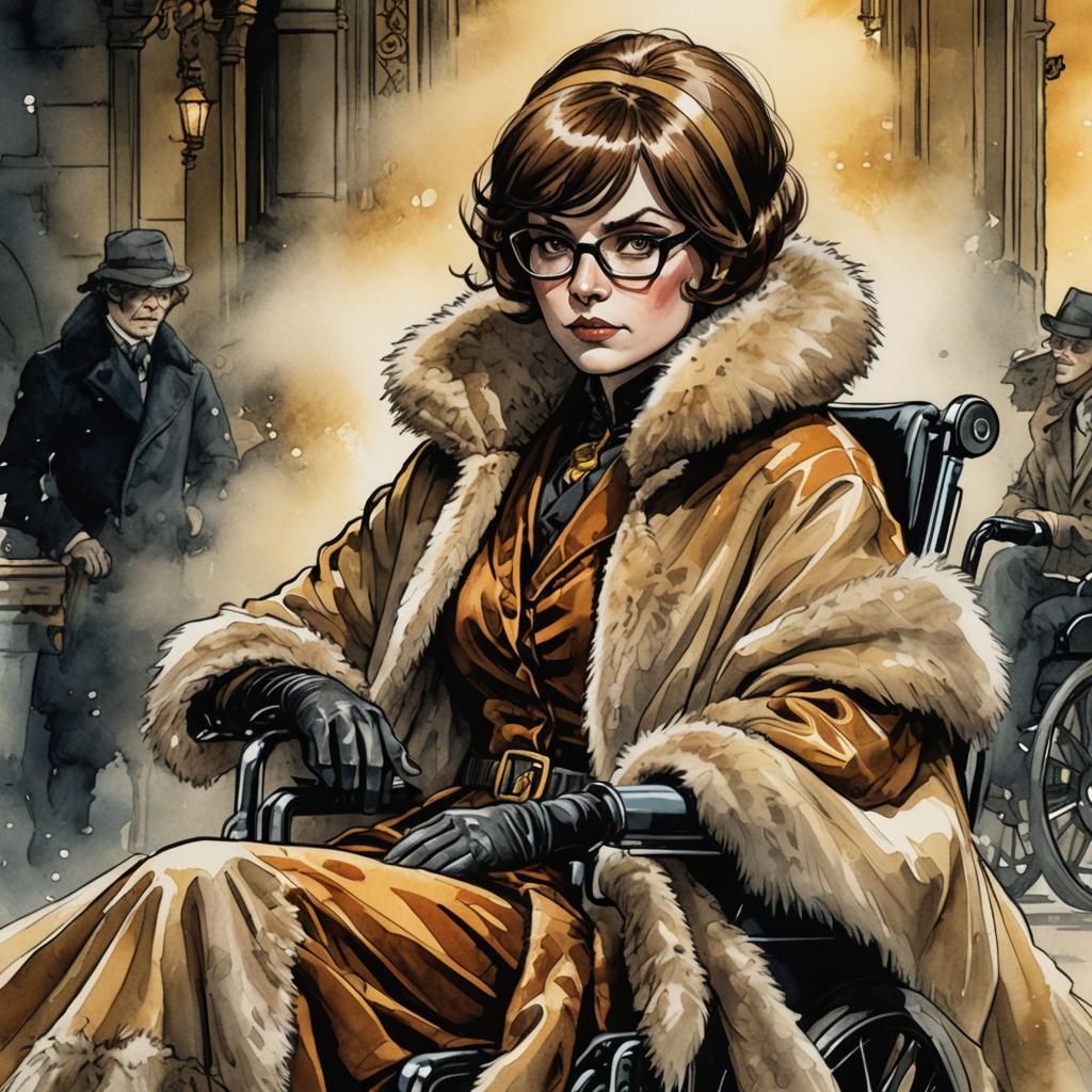Victorian Velma in Wheelchair: Comic Book Art