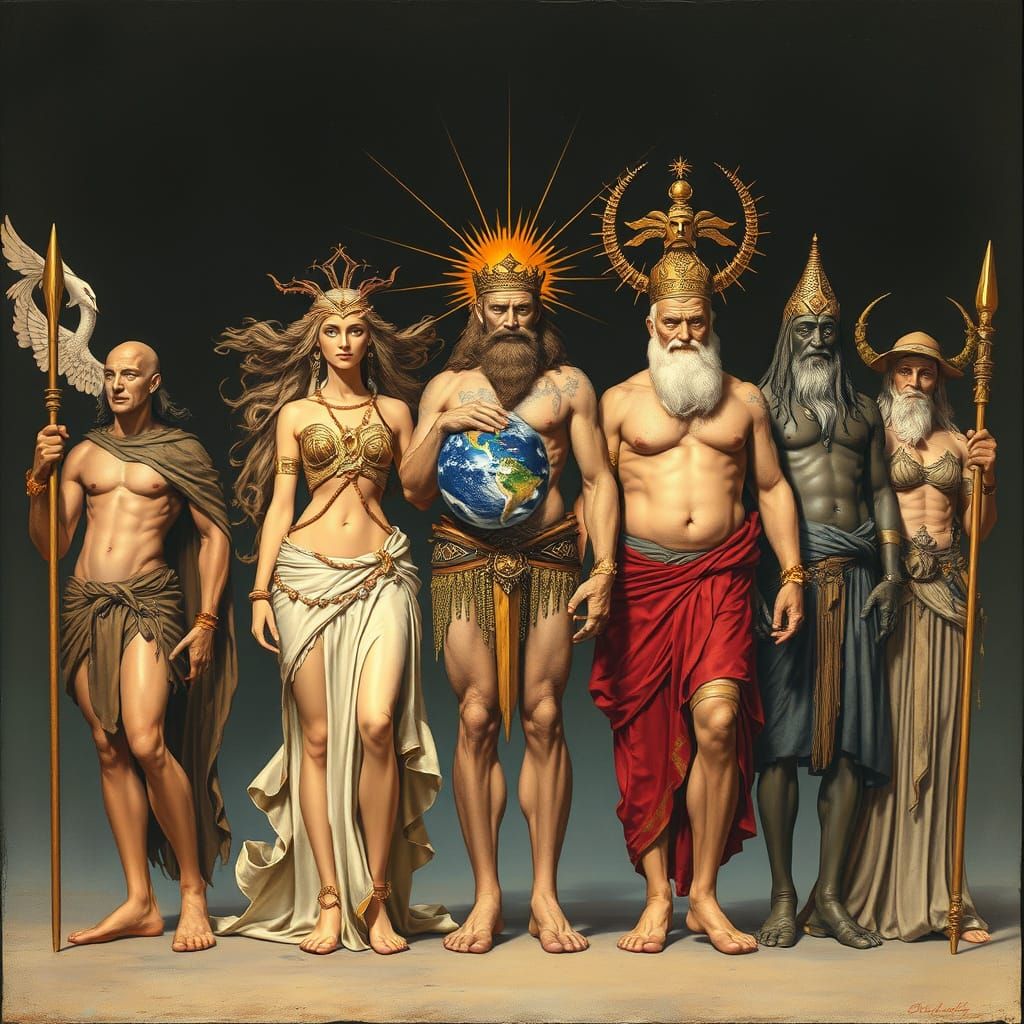 Planetary Gods in Row as Greco-Roman Deities