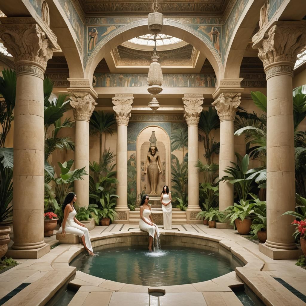 Egyptian Bathhouse Birth with Werewolf Guardian