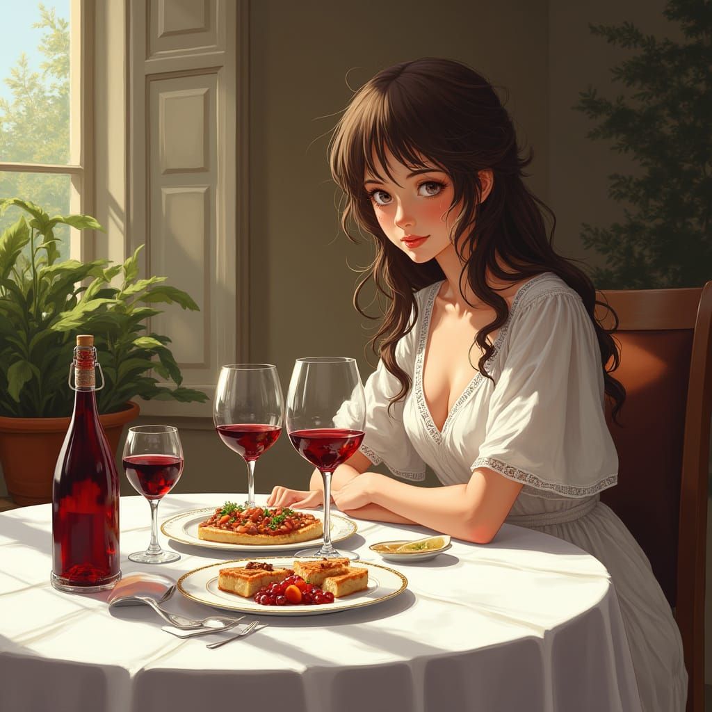 Romantic Greek Dinner in Warm Sunlight