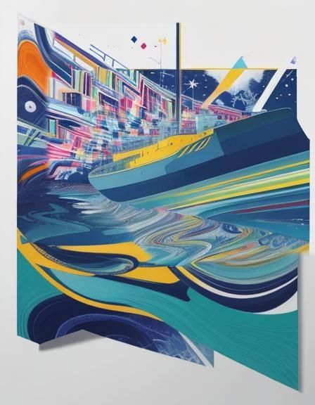 Abstract River on Graphic Score in Expressionist Style