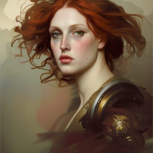 Queen Boudica Portrait in Pre-Raphaelite Style