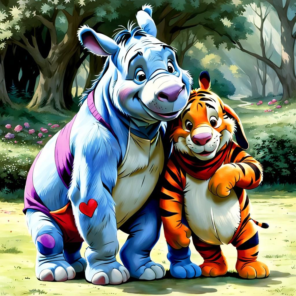 Eeyore and Tigger AI Image