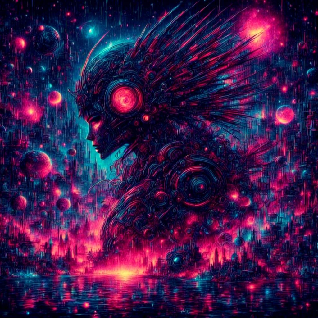 Cyberpunk Pixie with Reflective Glitch Effect