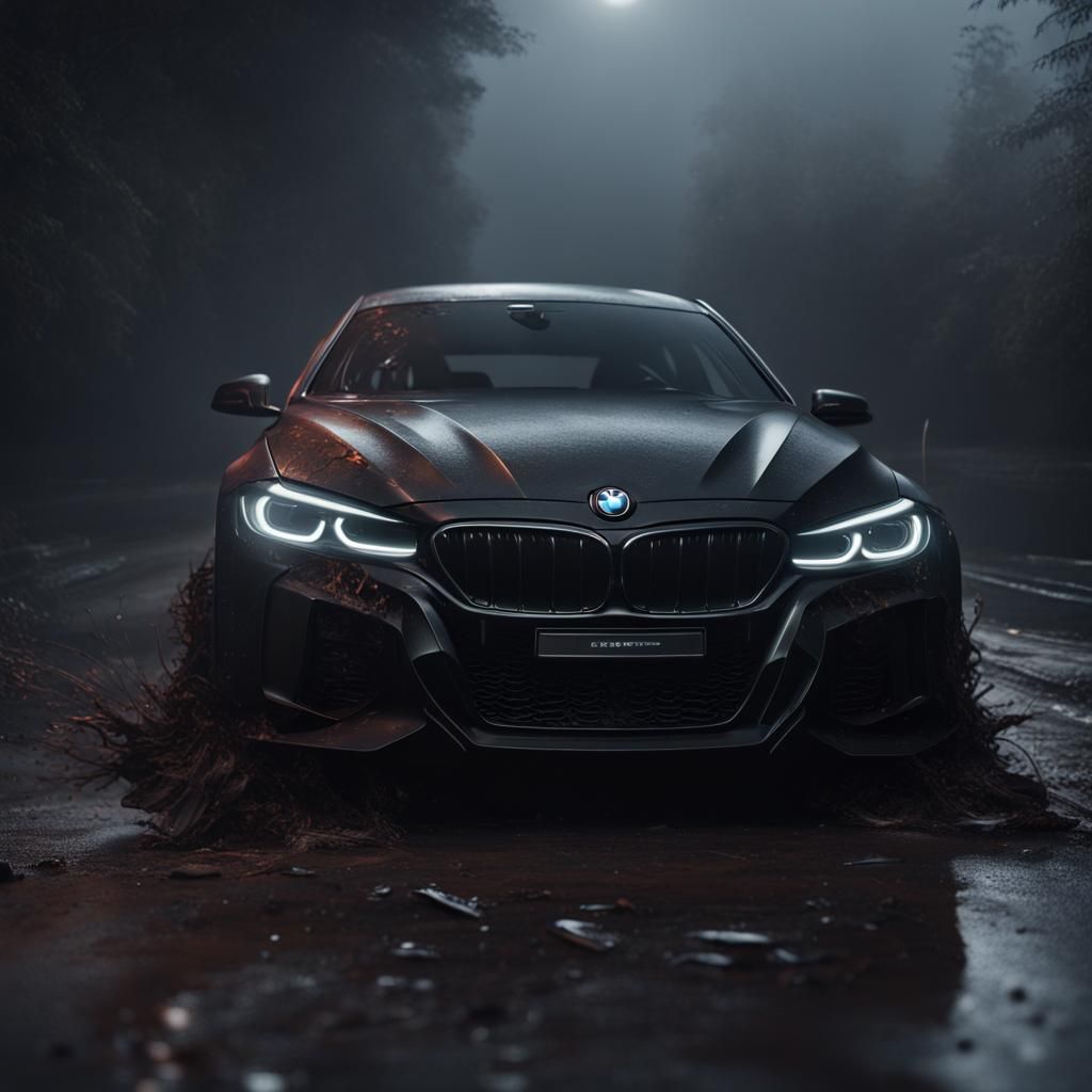 Scary Pitch Black BMW in Detailed Matte Painting