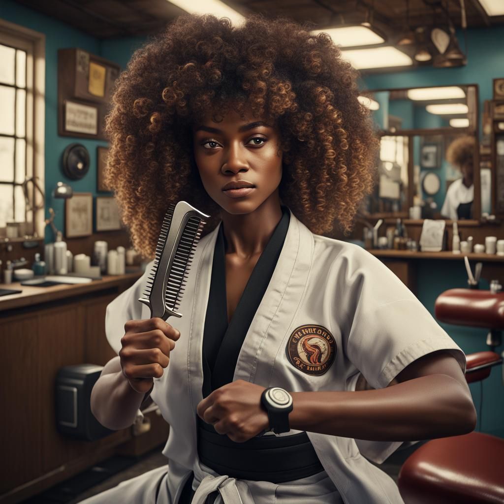 Karate Barber: A 1970s Polaroid Fantasy