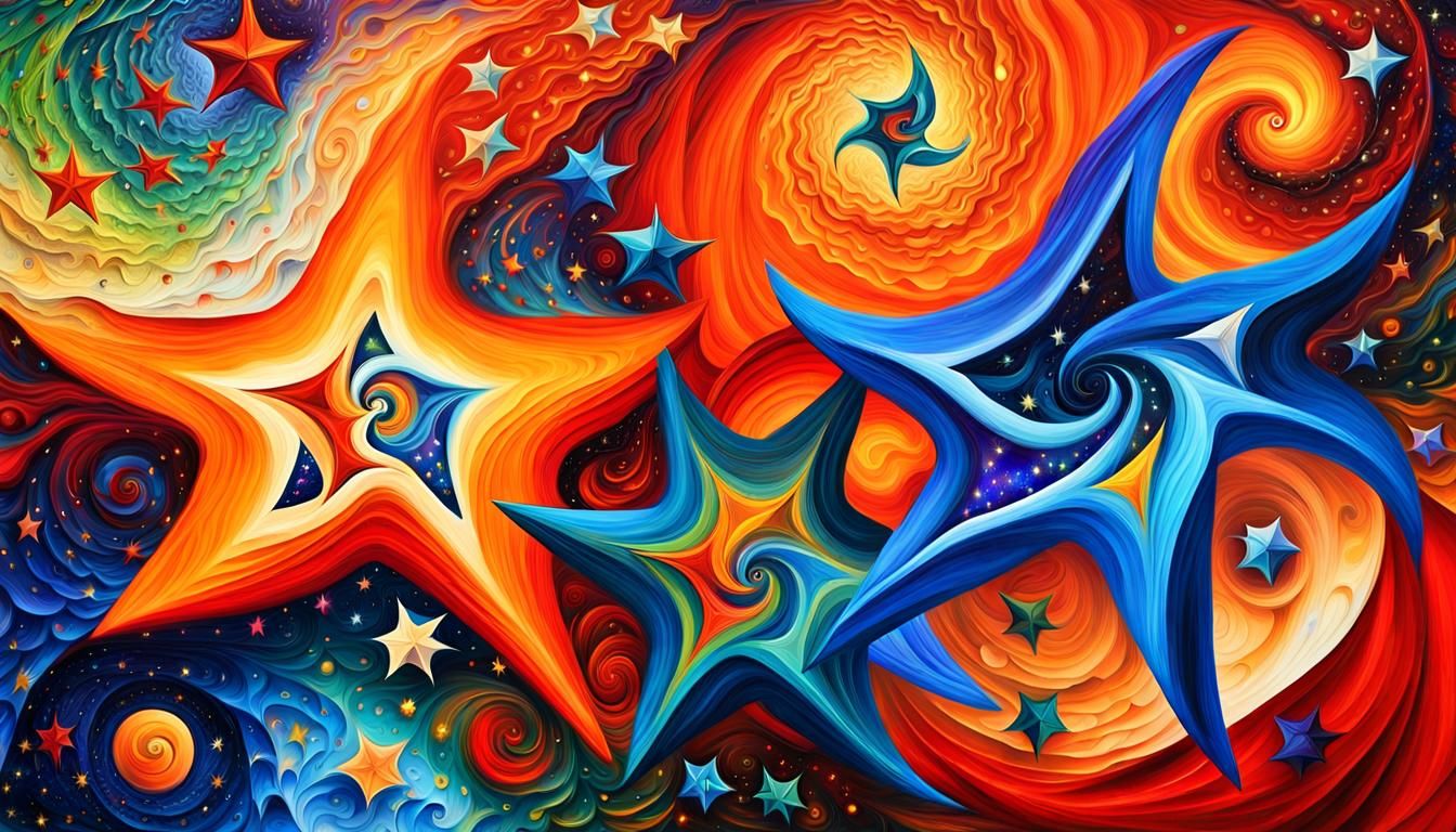 Bold Stars in Magnetic Maelstrom: Impasto Painting