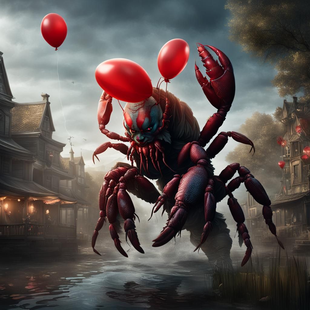 Pennywise Crawfish Clown with Red Balloon