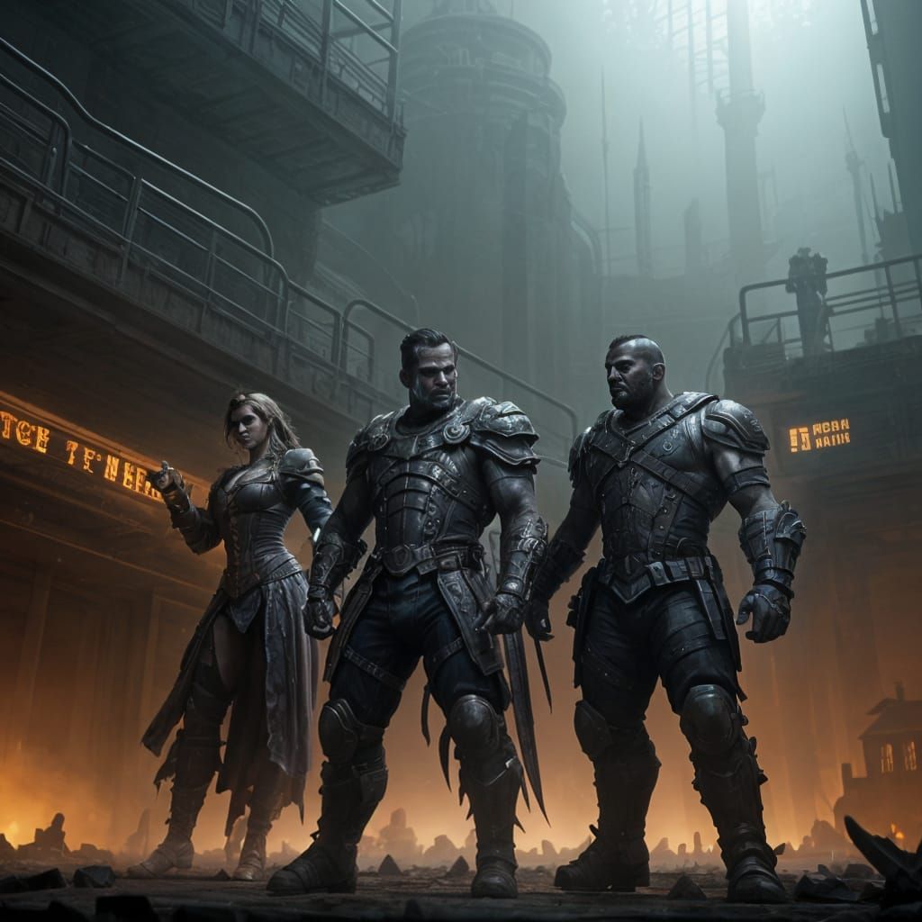 Dark Fantasy American Football Team in Hyper Futuristic Aren...