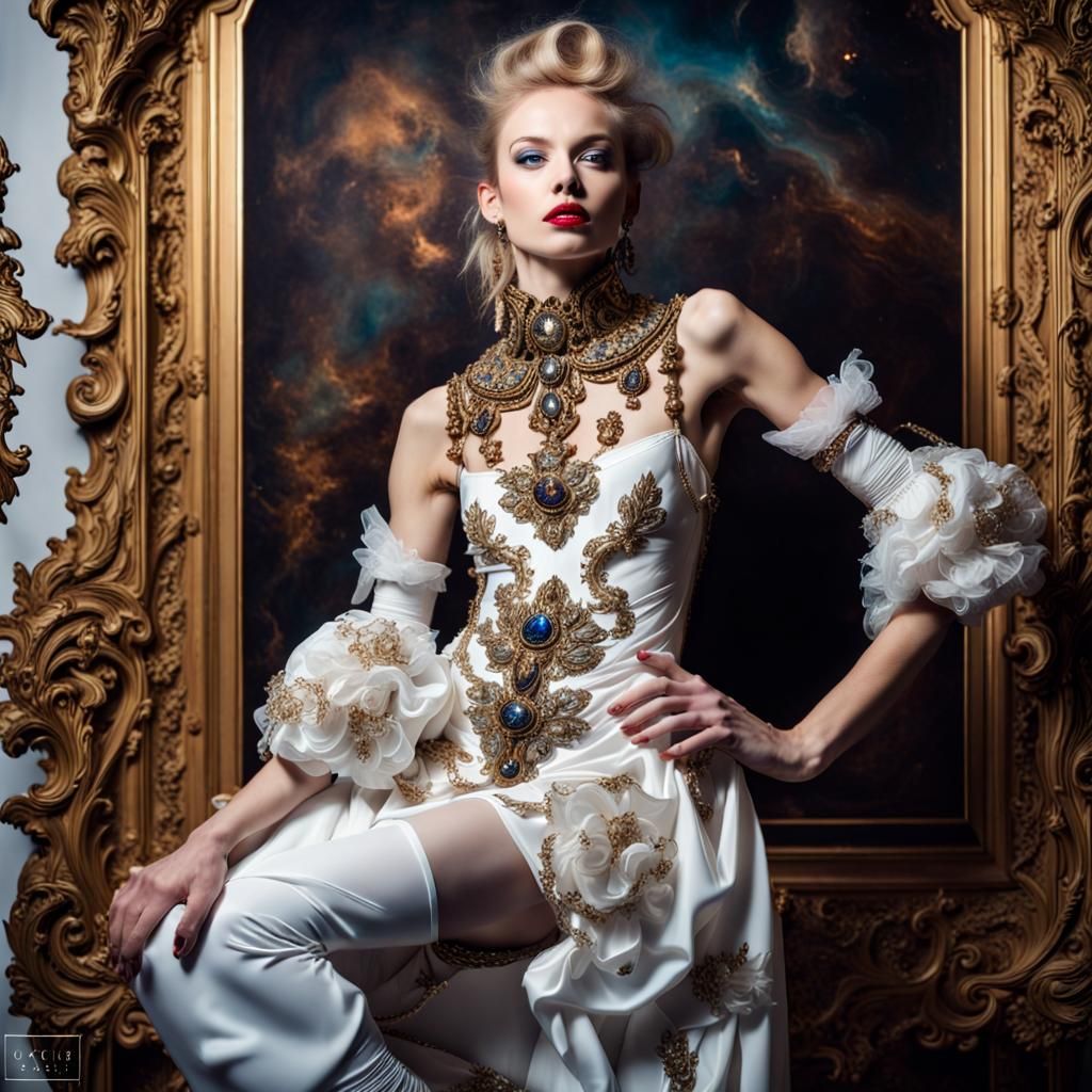 Baroque Fashion in Space: AI Generated Image